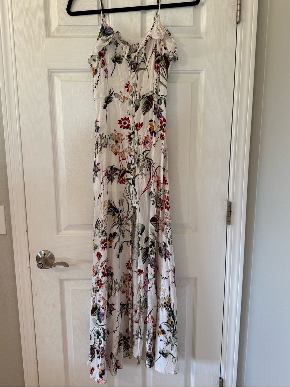 Lulu's White Floral Print Maxi Dress with Multicolor Botanicals-Small